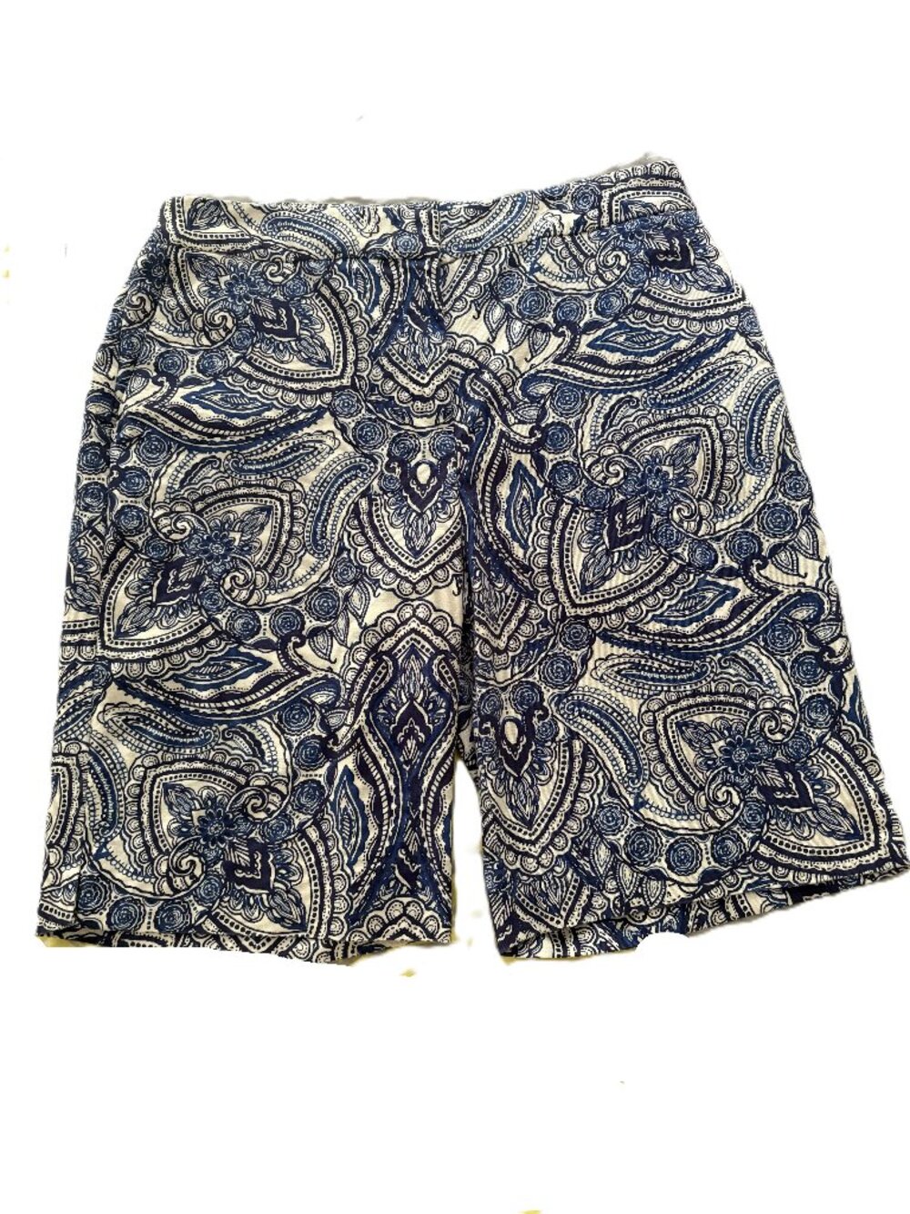 Talbots blue and white paisley print shorts, size 12